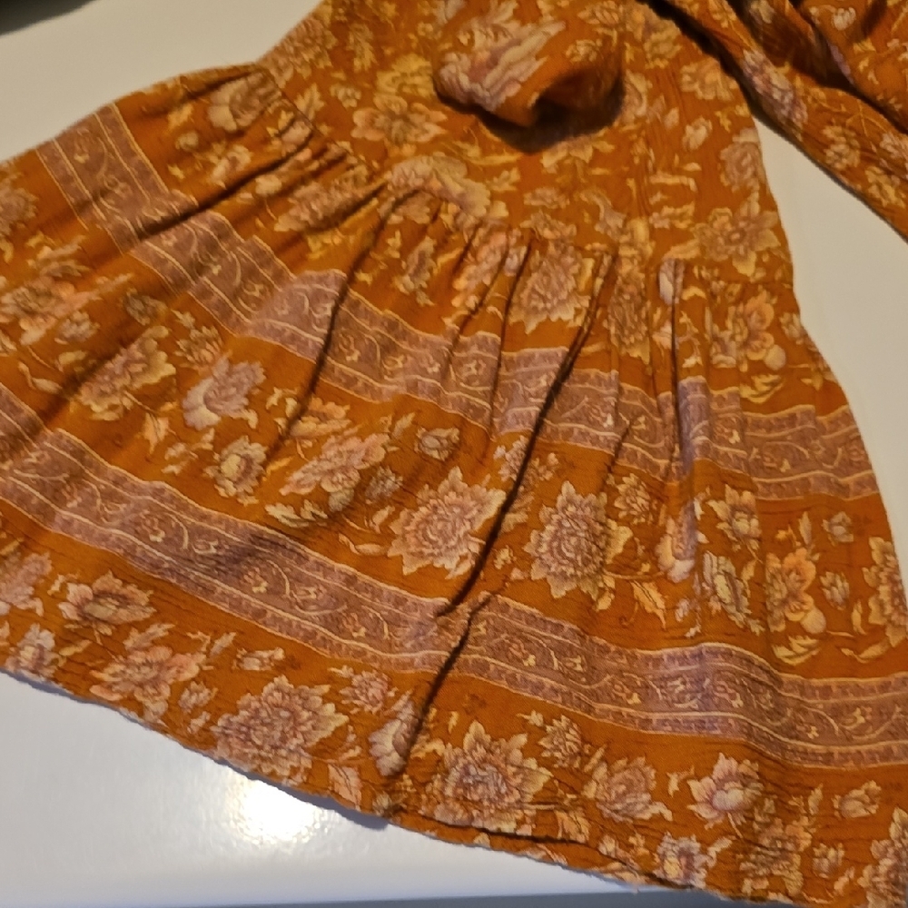 American Eagle Outfitters Boho Orange and White Cropped Long Bell Sleeve  M - Picture 5 of 5